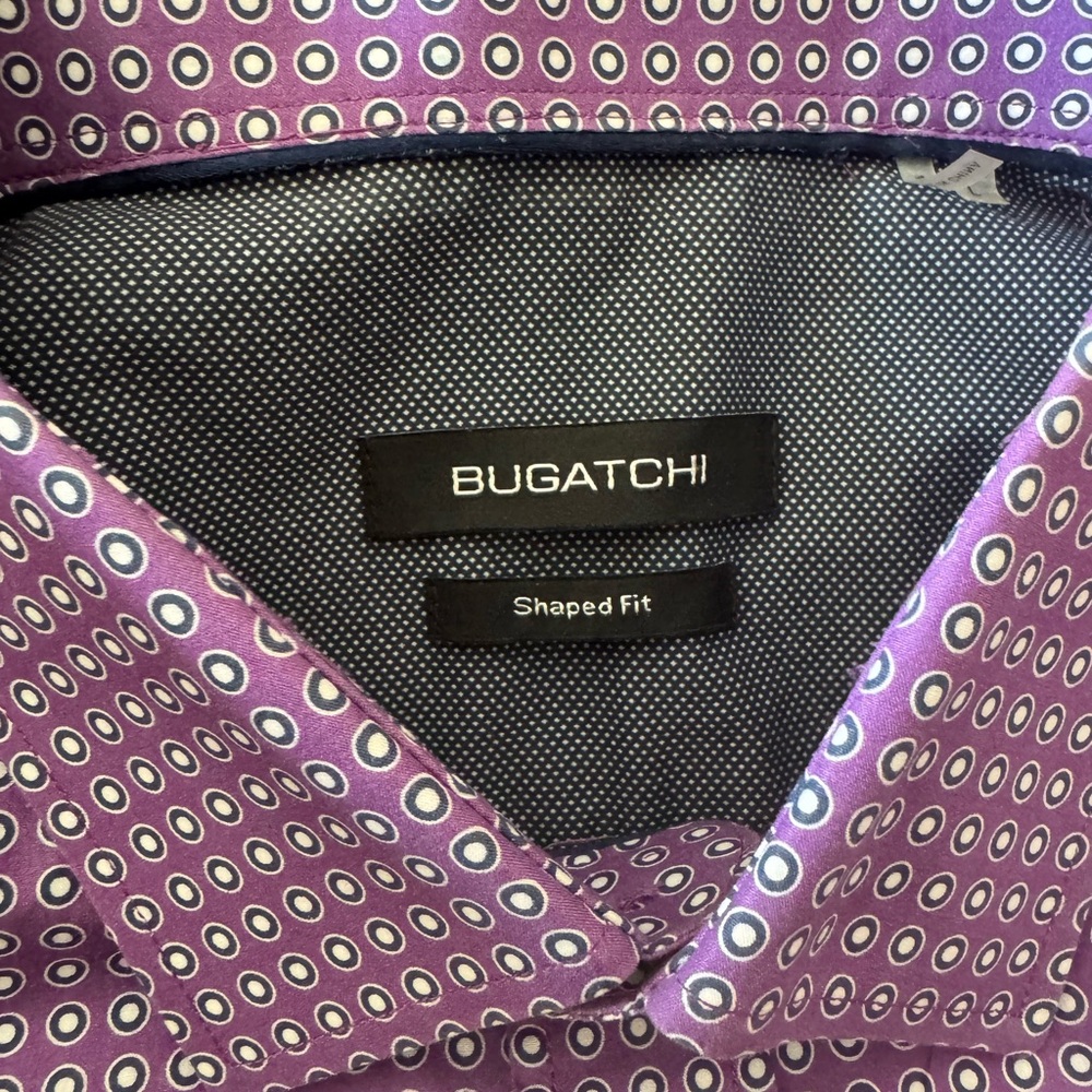 Bugatchi Purple and White Geometric Shirt